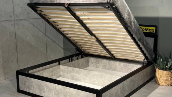 Кровать LOFT 180×200 + подъёмный механизм Дуб Сонома / Чёрный мат MebliRoMax 3