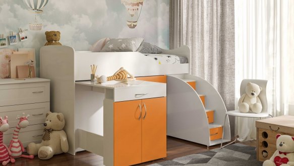 Ліжко кімната зі столом №5 Viorina Deko Корпус білий 19