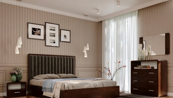 Ліжко дерев'яне з м'якою вставкою ArborDrev Глорія з підйомним механізмом та нішею для білизни Сосна / Бук 2