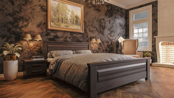 Кровать двуспальная деревянная ЧДК Элит NEW Щит Сосна