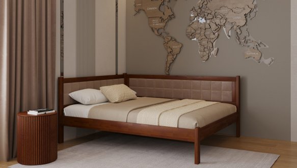 Ліжко двоспальне дерев'яне Лев Мілвокі Щит бука 