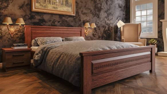 Кровать двуспальная деревянная ЧДК Элит NEW Щит Сосна 12