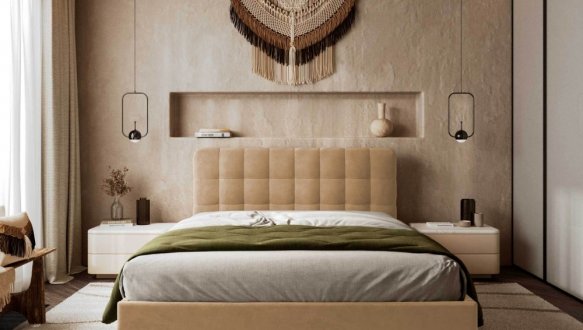 Кровать мягкая Виорина деко Tiramisu / Тирамису без подьемного механизма 1