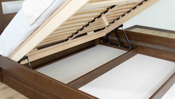 Ліжко дерев'яне низьке узніжжя Дрімка Геракл з підйомним механізмом та нішею для білизни Бук 9