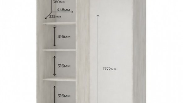 Шкаф-купе с зеркалом Дорос Сити Лайт белое дерево 2 дверный 120 см 1