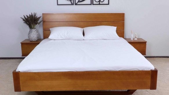 Ліжко двоспальне дерев'яне Дрімка Мадрид Бук 1