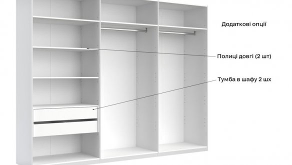 Шкаф 6Дв с зеркалом Миромарк Асти 6 дверный дуб крафт 275 см 4