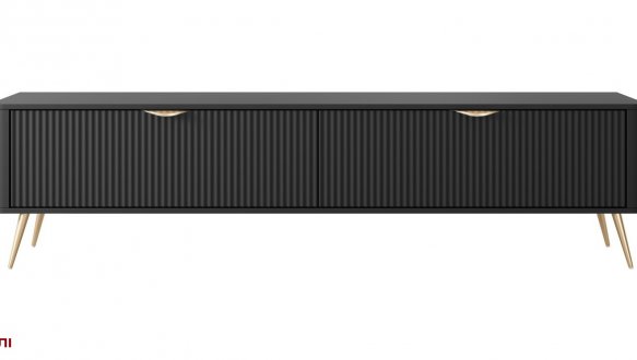 Тумба під ТВ Lante/Ланте RTV200 2D Чорний золоті ніжки Perfect Home Ширина 200 см 0