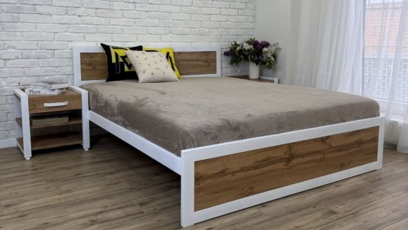 Кровать LOFT 160×200 Дуб Сонома / Чёрный мат MebliRoMax 2