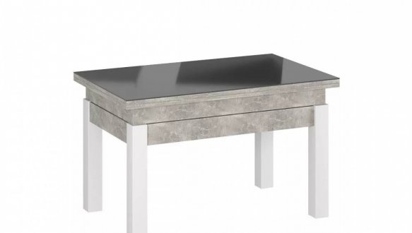 Стол-трансформер B-Fly Glass Art In Head Ателье светлый/Белые ноги/Графитовое стекло 3