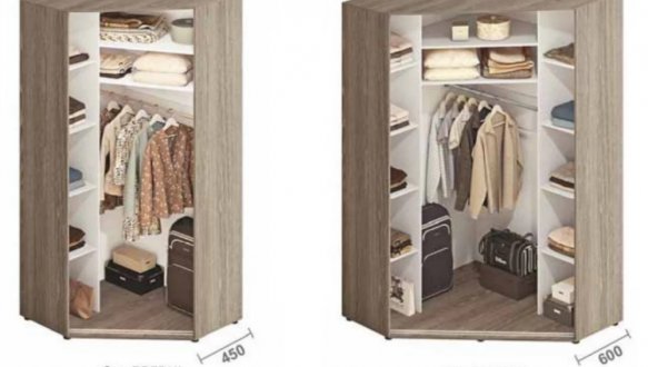 Угловой шкаф-купе 1,1 м ДСП с цветным стеклом 3