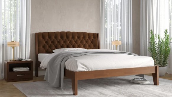 Кровать деревянная с мягкой вставкой ArborDrev Алекс Сосна / Бук 0