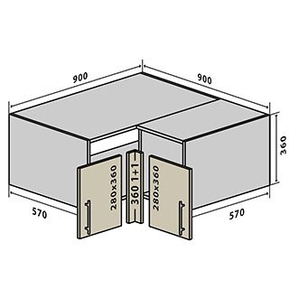 №80 Тумба верхняя угловая 90 Люкс RODOS