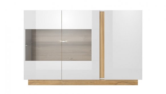 Комод з вітриною Арко / Arco 3D2W/138 Білий/Білий глянець/Дуб грандсон 2