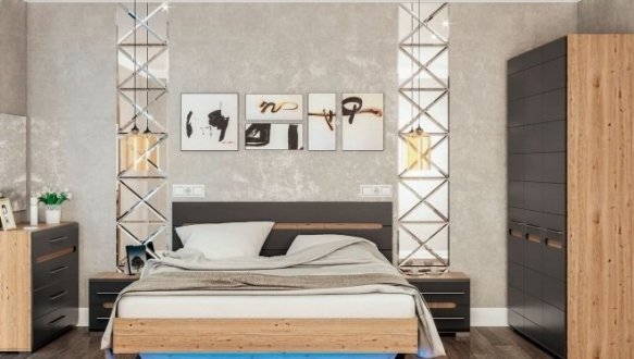 Модульная спальня Bianko/Бьянко Світ меблів Дуб Артизан/Графит