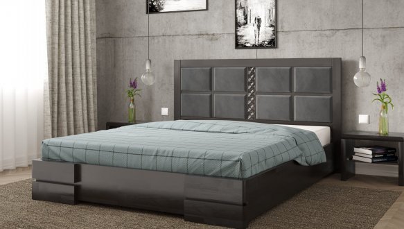 Кровать деревянная с мягкой вставкой ArborDrev Кардинал II Сосна / Бук 4