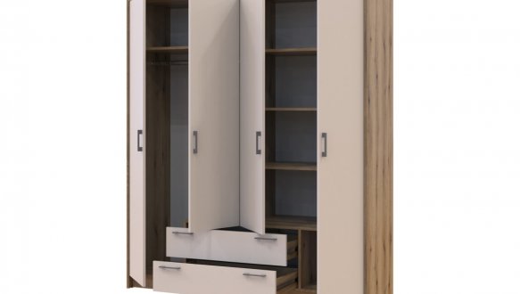 Шкаф Doros Ронди 4-дверный с ящиками 160 см Дуб Артизан / Кашемир 0