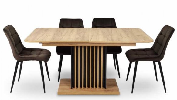 Стіл обеденный раскладной TREND D-C MAX Интарсио Дуб Крафт Золотой/Черный 160/210 см 17