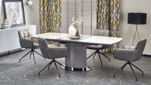 Стіл Dancan білий мармур/сірий