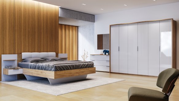 Модульная спальня Asti/Асти Миромарк Дуб крафт/Глянец белый