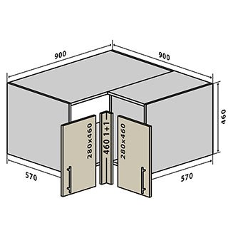 №82 Тумба верхняя угловая 90 Люкс RODOS