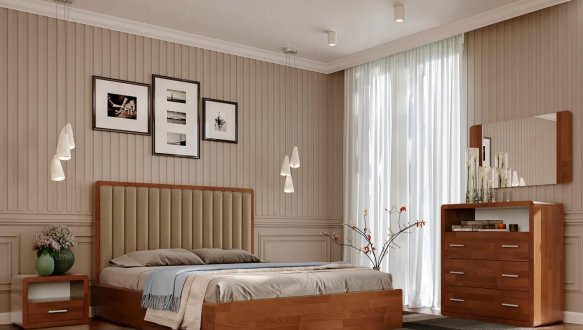 Кровать деревянная с мягкой вставкой ArborDrev Глория Сосна / Бук 0