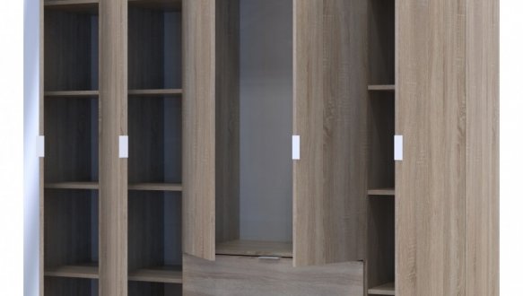 Шкаф для одежды Дорос Гелар дуб сонома 4-х дверный/Зеркало 194 см 5