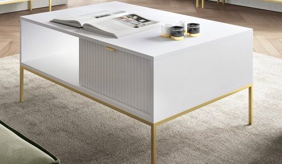 Стол журнальный Белый/Золотые ножки L104 Nova