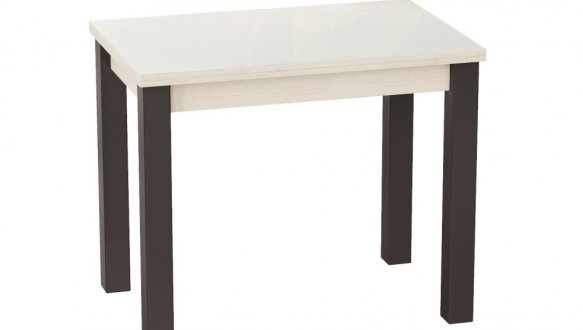 Стол-трансформер Dinner Glass Гикори рокфорд светлый/Венге ноги/Белое стекло 2