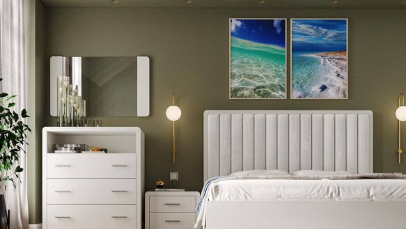 Кровать деревянная с мягкой вставкой ArborDrev Глория Сосна / Бук Белый 1