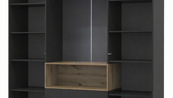 Шкаф Дорос Дейл четырёхдверный с нишей Антрацит/Дуб Эвок 206 см 0