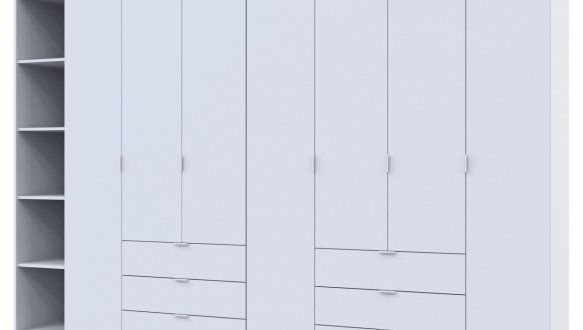 Шкаф Дорос Гелар белый с Этажеркой 7 дверной 309,4 см 2