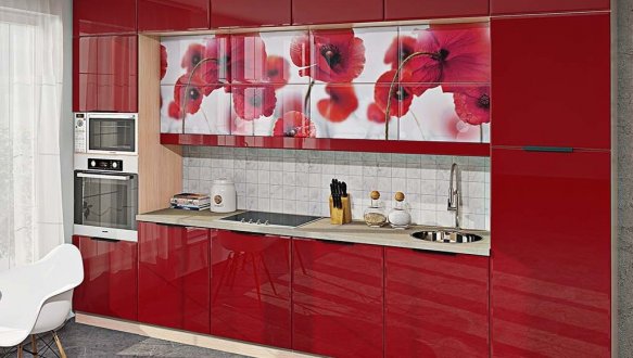 Модульная кухня Хай-тек цветная печать 22