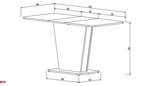 Стіл Cosmo/Космо Інтарсіо Біла Аляска/Індастріал Розкладний 110/145 см 13