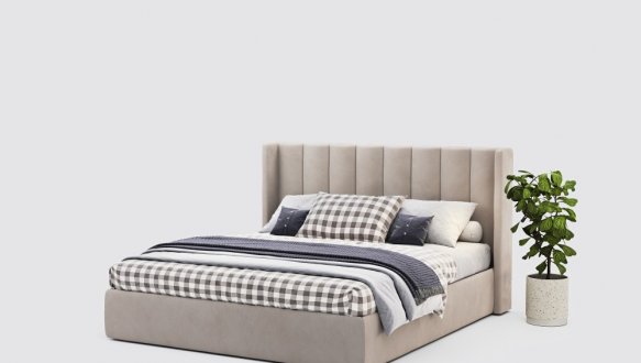 Кровать двуспальная мягкая Woodsoft Montreal / Монреаль с подъемным механизмом и нишей для белья 0