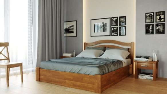 Ліжко дерев'яне Лев Афіна Нова з підйомним механізмом та нішею для білизни масив Бук 3