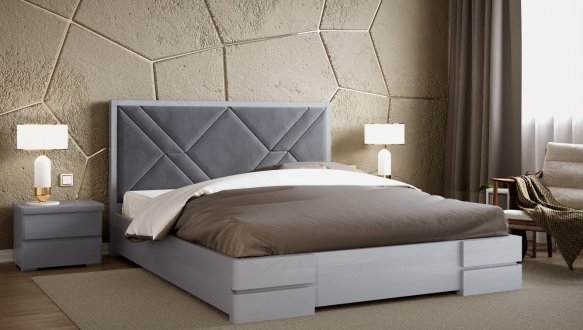 Кровать деревянная с мягкой вставкой ArborDrev Лоренс с подьемным механизмом и нишей для белья Сосна / Бук 0