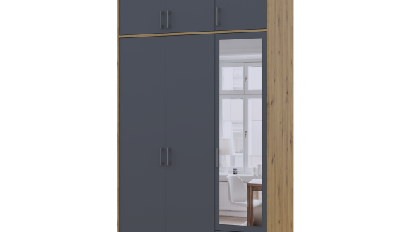 Шкаф для одежды Дорос Ронди графит с высокой антресолей и зеркалом 3 дверный 121 см