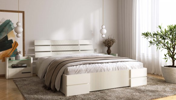 Кровать деревянная ArborDrev Далі Люкс II с подьемным механизмом и нишей для белья Сосна / Бук