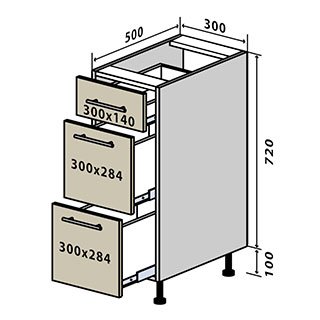 №8 Тумба нижняя ящики 30 Люкс RODOS