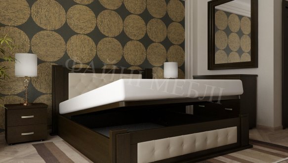 Ліжко двоспальне дерев'яне Явіто Техас з підйомним механізмом та нішою для білизни Масив Вільха / Ясен / Дуб 