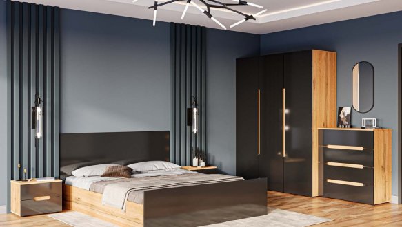 Шафа 2д + 2шх КС Афина 2 дверный черный глянец 100 см 0