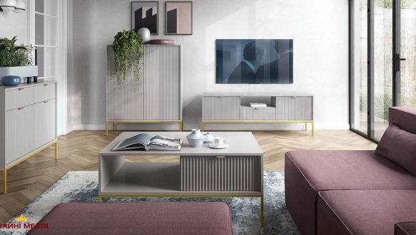 Тумба прикроватная Серый/Золотые ножки S54 Nova 3