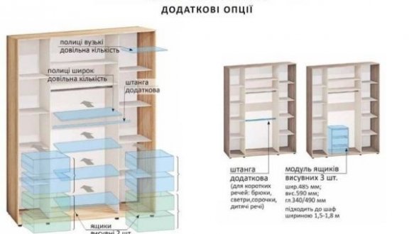 Шкаф-купе Комфорт мебель крашеный высокий глянец 3 дверный 260 см 6