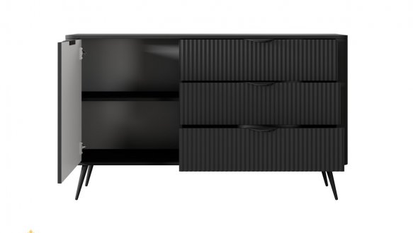 Комод 1D3S/138 Чорний/Чорні ніжки Lante 0