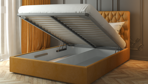 Ліжко м'яке двоспальне Лев Анталія з підйомним механізмом та нішею для білизни 7