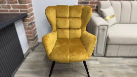 Крісло м'яке Halmar Tyrion / Тіріон Гірчичний / Чорні ніжки 1