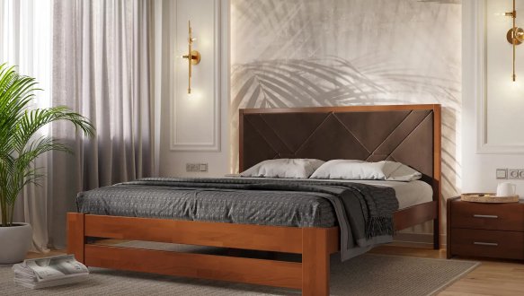 Ліжко дерев'яне з м'якою вставкою ArborDrev Симфонія Преміум Сосна / Бук