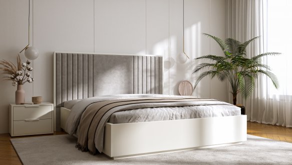 Кровать деревянная DrevKO Аделина 2 с подьемным механизмом и нишей для белья Эмаль