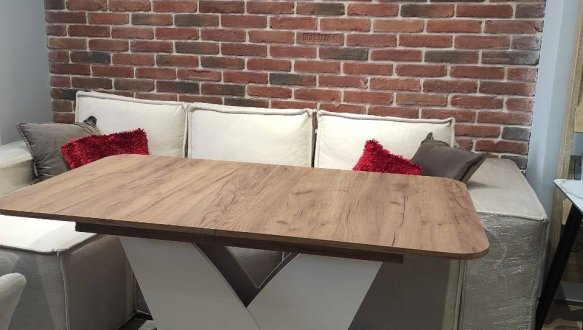 Стіл Volt Інтарсіо Дуб Крафт Табако/Мигдаль Розкладний 140/180 см 12